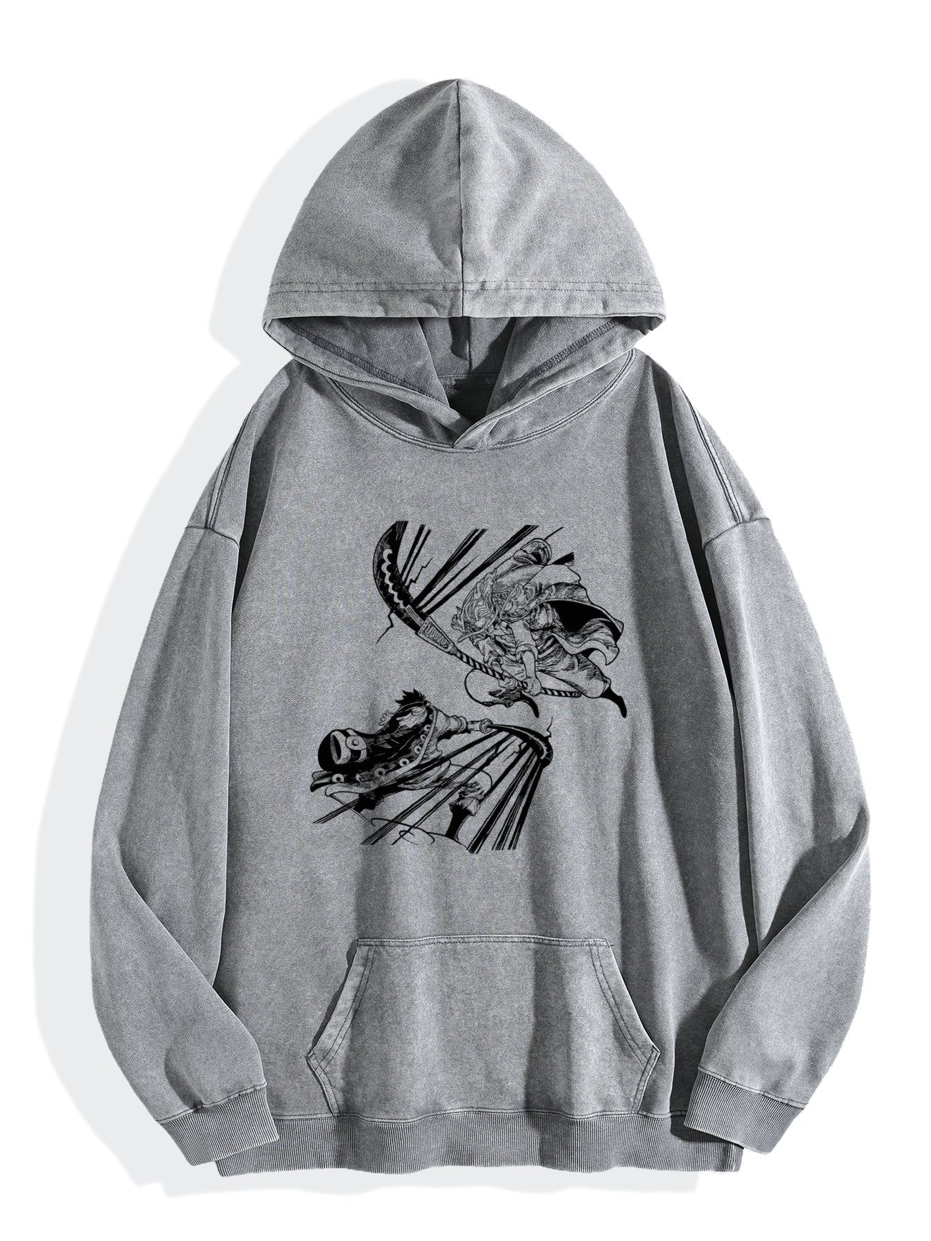 One Piece Anime Graphic Vintage Wash Oversized Hoodie