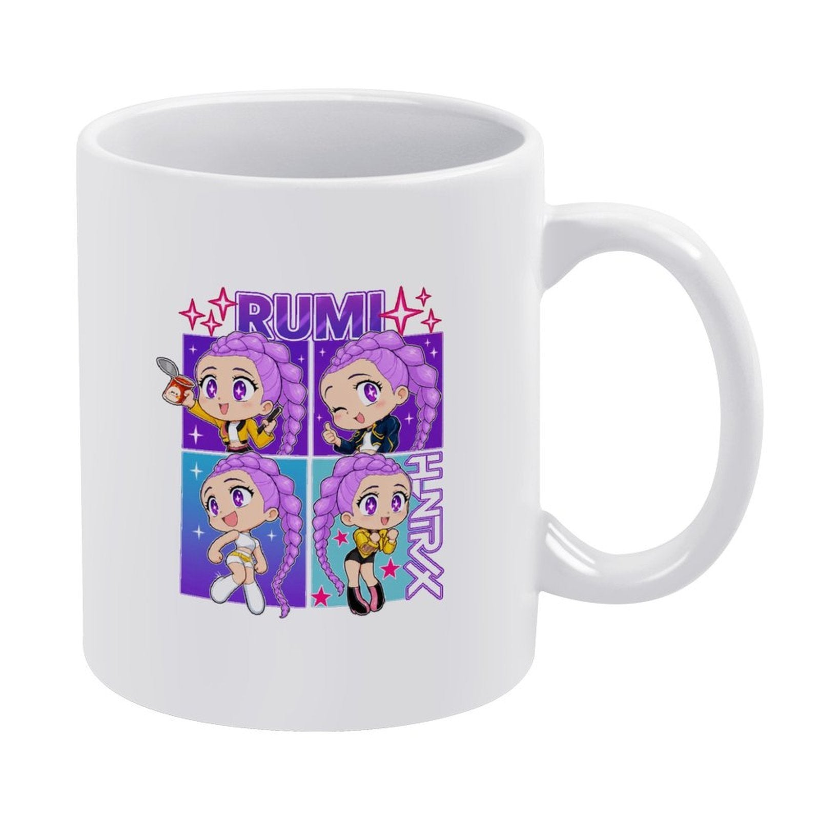 Pop Hunt Witch Squad Rumi Chibi Four‑Panel 11oz Anime Ceramic Mug