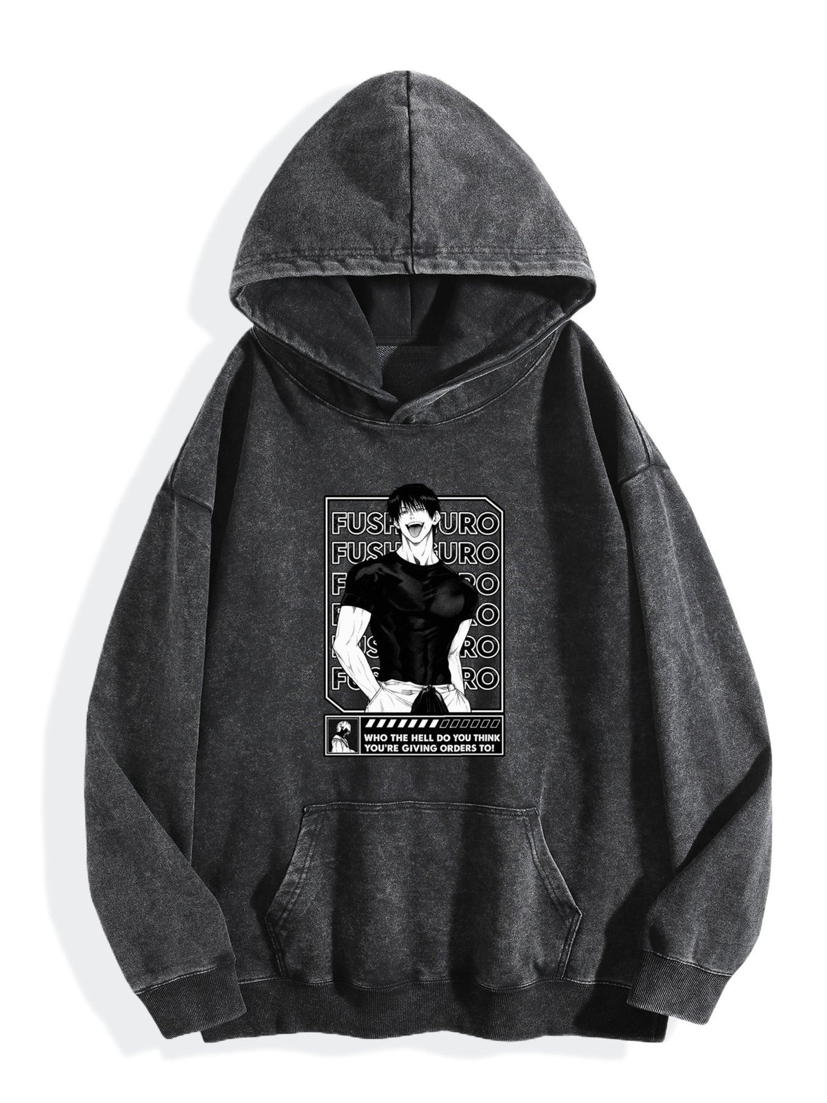 Jujutsu Kaisen Fushiguro Framed Monochrome Vintage Wash Oversized Hoodie
