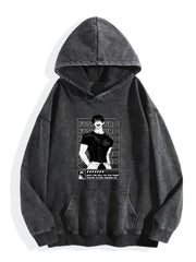 Jujutsu Kaisen Fushiguro Framed Monochrome Vintage Wash Oversized Hoodie