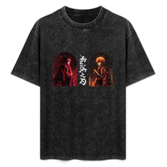 Demon Slayer Muzan vs Zenitsu Oversized Vintage Washed Men Tee