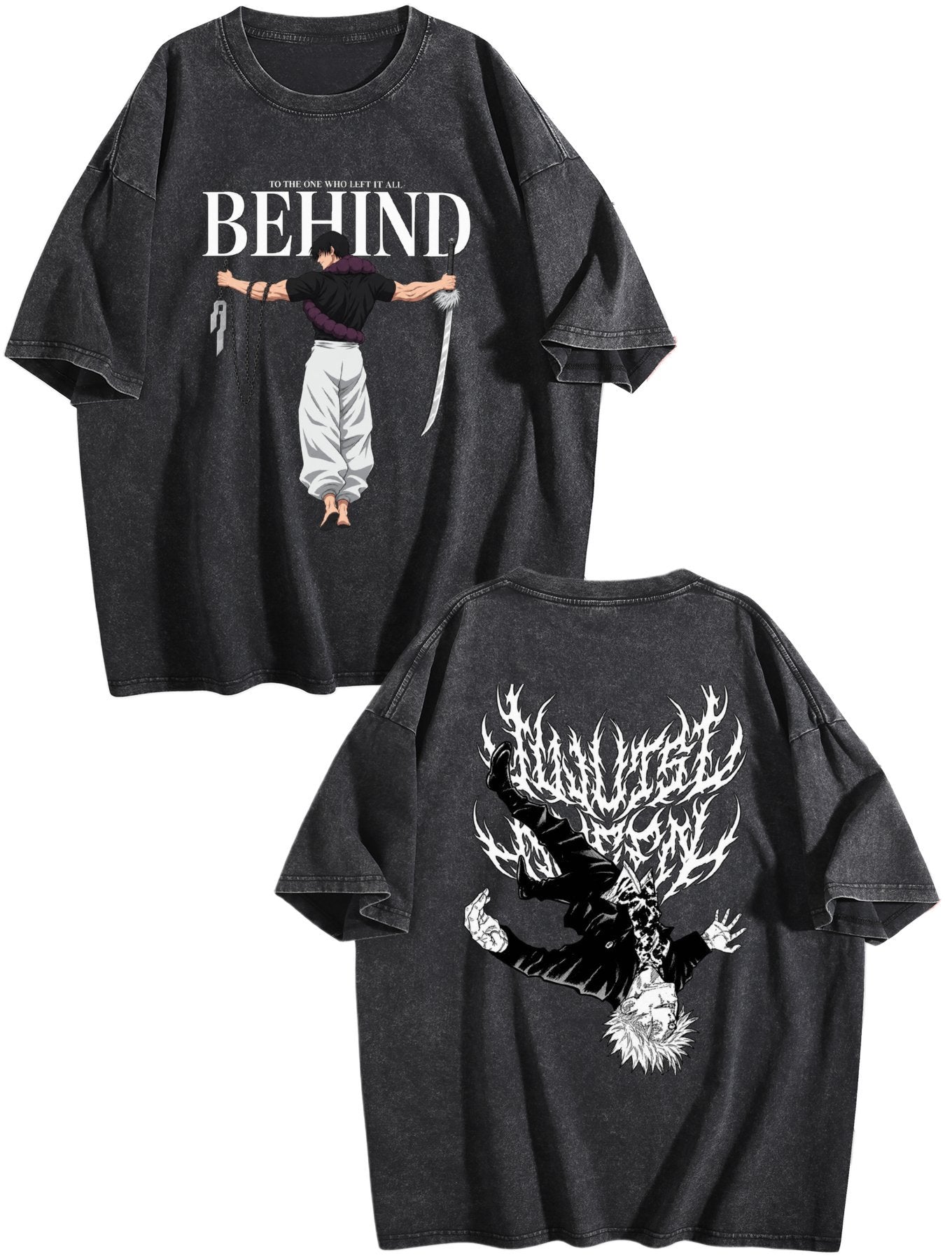 Jujutsu Kaisen Printed Vintage Washed Short‑Sleeve T‑Shirt
