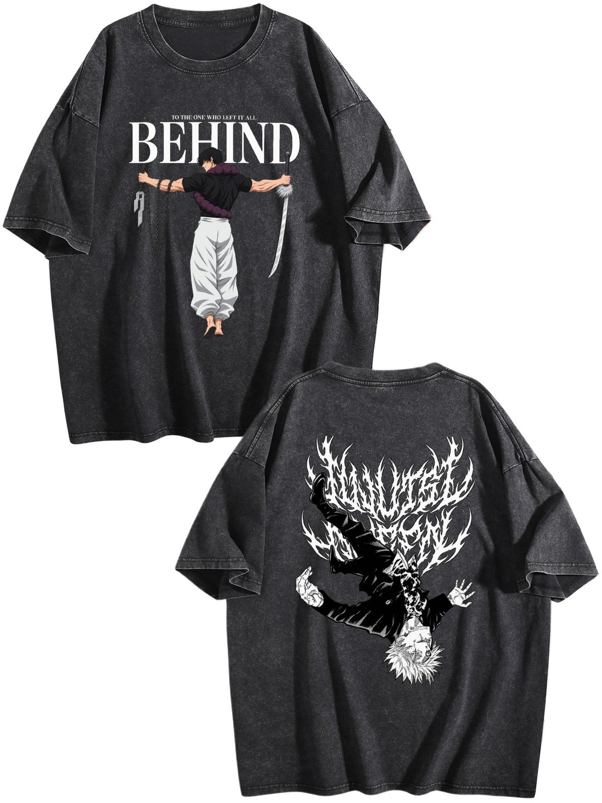 Jujutsu Kaisen Printed Vintage Washed Short‑Sleeve T‑Shirt