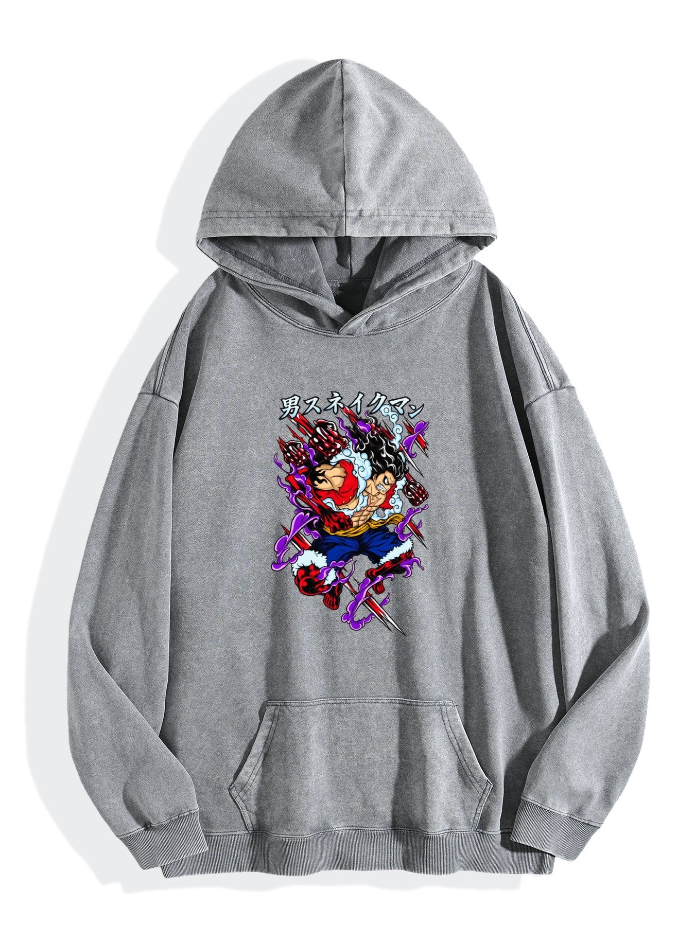 One Piece Luffy Gear 4 Surge Effect Vintage Wash Oversized Hoodie