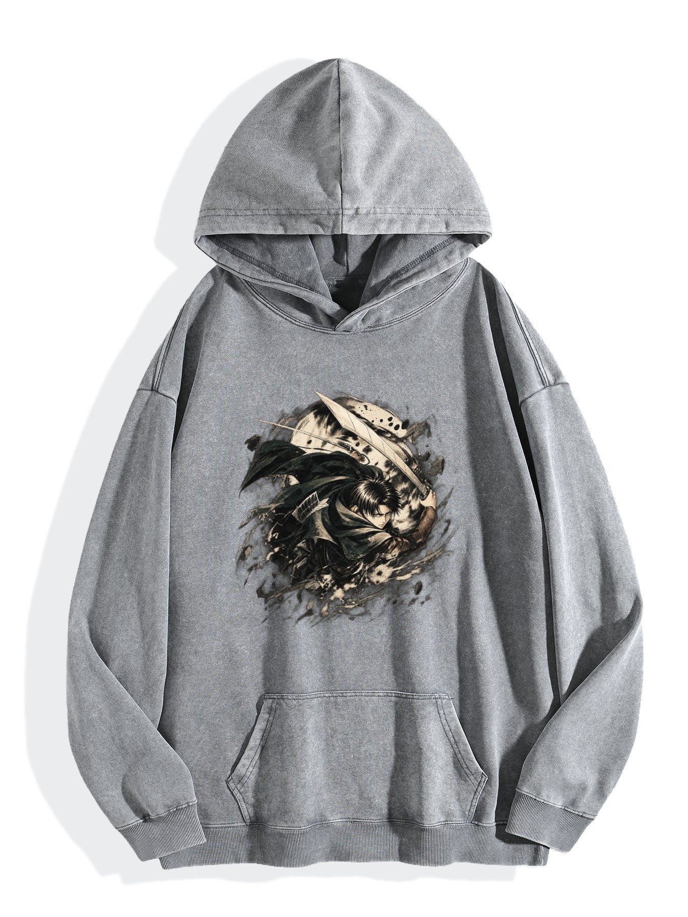 Attack On Titan Eren Circular Vintage Wash Oversized Hoodie