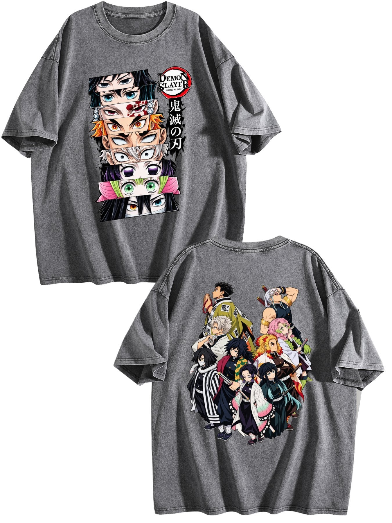 Demon Slayer Hashira Collection Double‑Sided Print Vintage Washed T‑Shirt