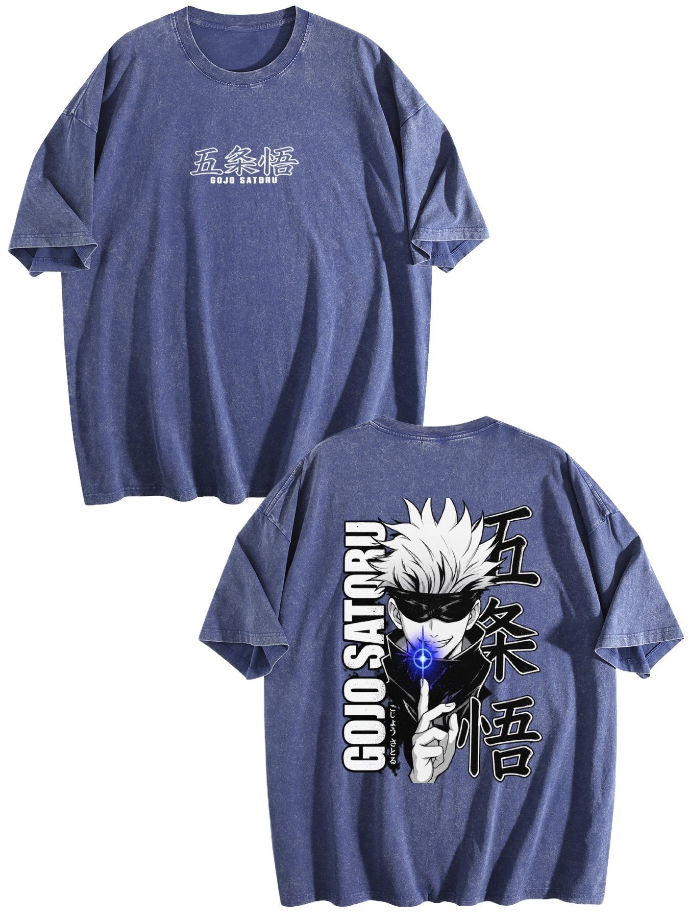 Jujutsu Kaisen Gojo Satoru Double‑Sided Print Vintage Washed T‑Shirt