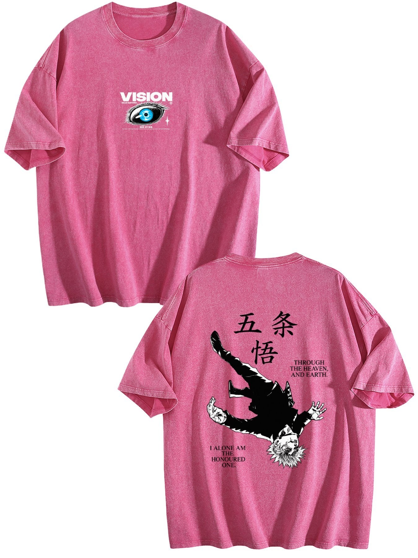 Jujutsu Kaisen Gojo Satoru Double‑Sided Print Vintage Washed Anime T‑Shirt