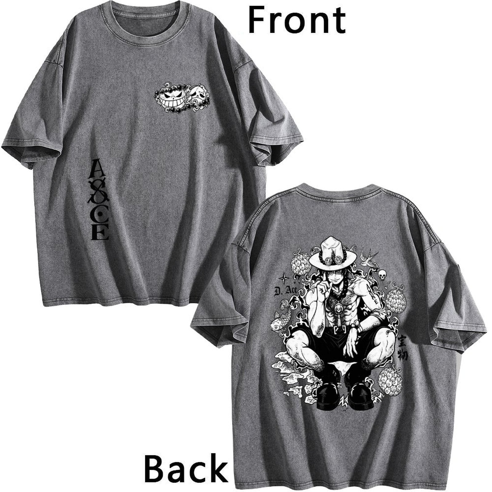 One Piece Double‑Sided Print Vintage Washed Anime T‑Shirt