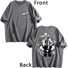 One Piece Double‑Sided Print Vintage Washed Anime T‑Shirt