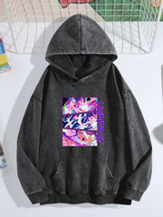 Pop Team Epic Color Psychedelic Square Vintage Wash Oversized Hoodie