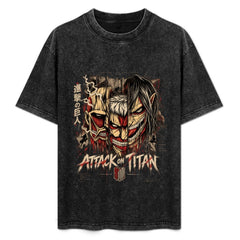 Attack On Titan Multi‑Titan Collage Oversized Washed Men Tee