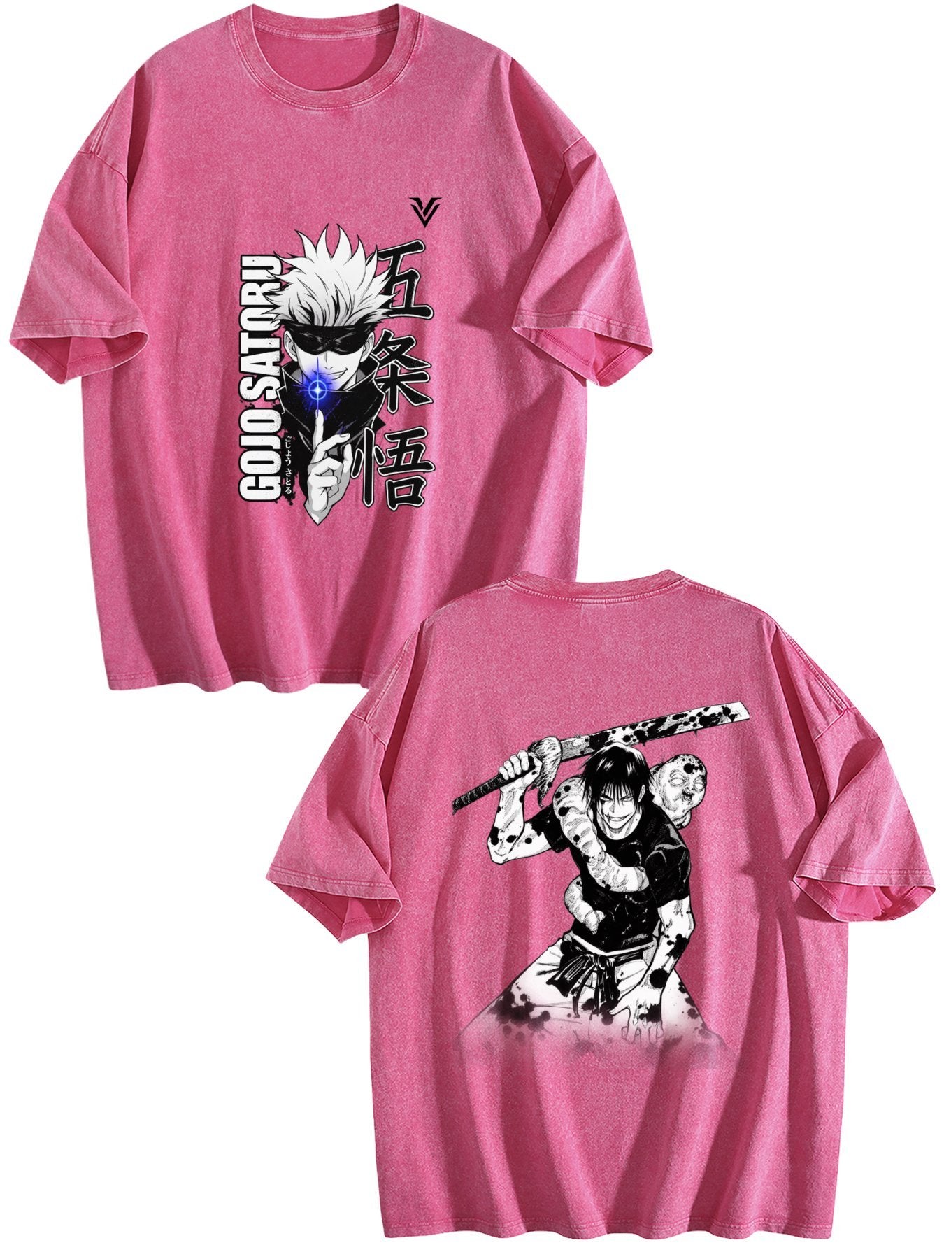 Jujutsu Kaisen Gojo Satoru Printed Vintage Washed Short‑Sleeve T‑Shirt