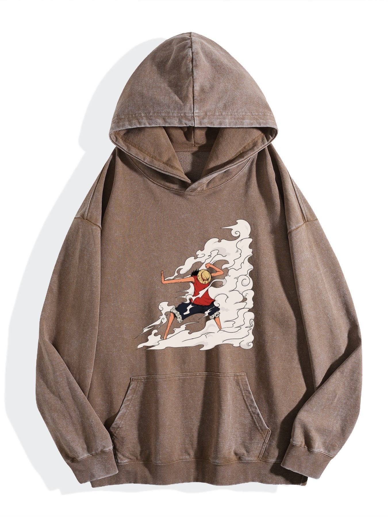 One Piece Luffy Gear Effect Vintage Wash Oversized Hoodie