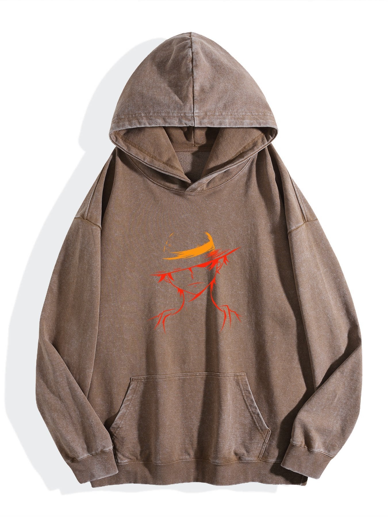 One Piece Luffy Silhouette Vintage Wash Oversized Hoodie