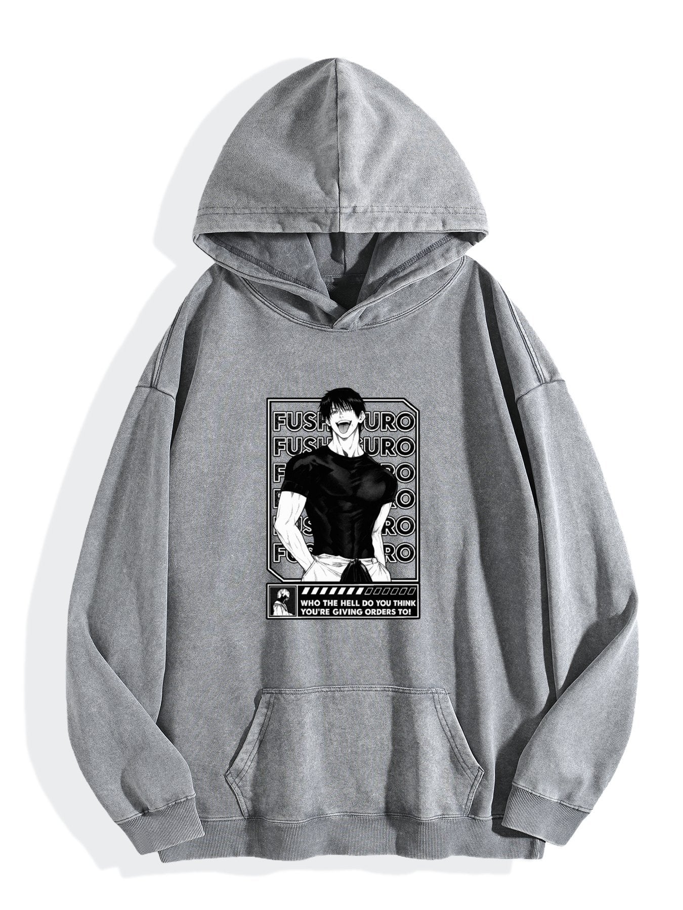 Jujutsu Kaisen Fushiguro Framed Monochrome Vintage Wash Oversized Hoodie